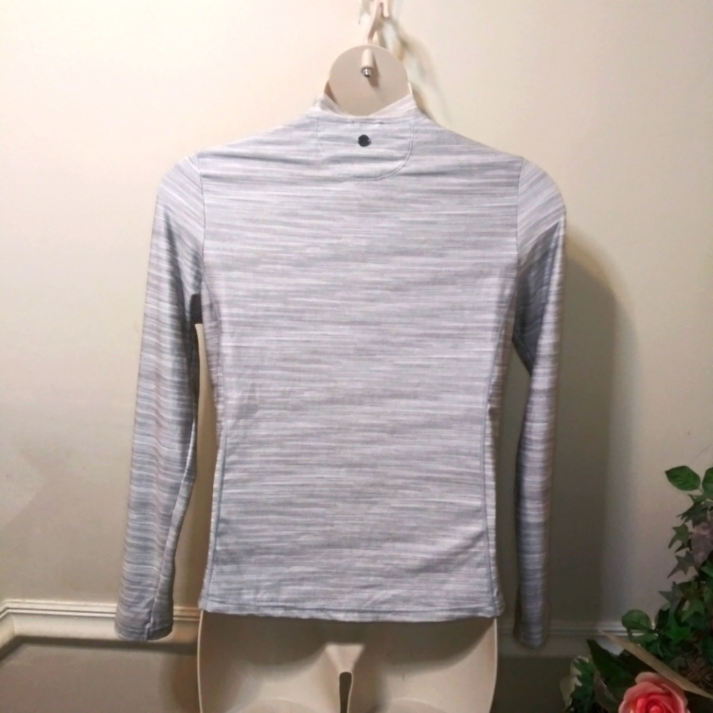 Prana Catarina Gray & White Marled Stripe, Long Sleeved Full Zip UPF 50+ Sun Top - Picture 7 of 11